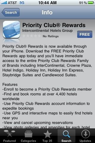 IHG Priority Club Rewards iPhone Application