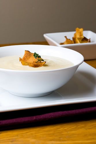 parsnip puree soup ship and thyme garnish Pictures, Images and Photos