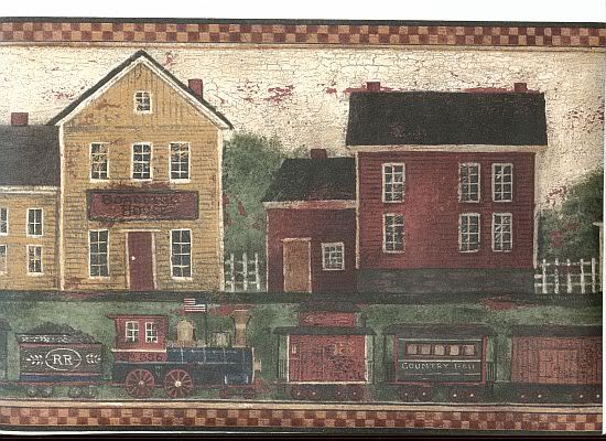 red wallpaper border. train wallpaper border.