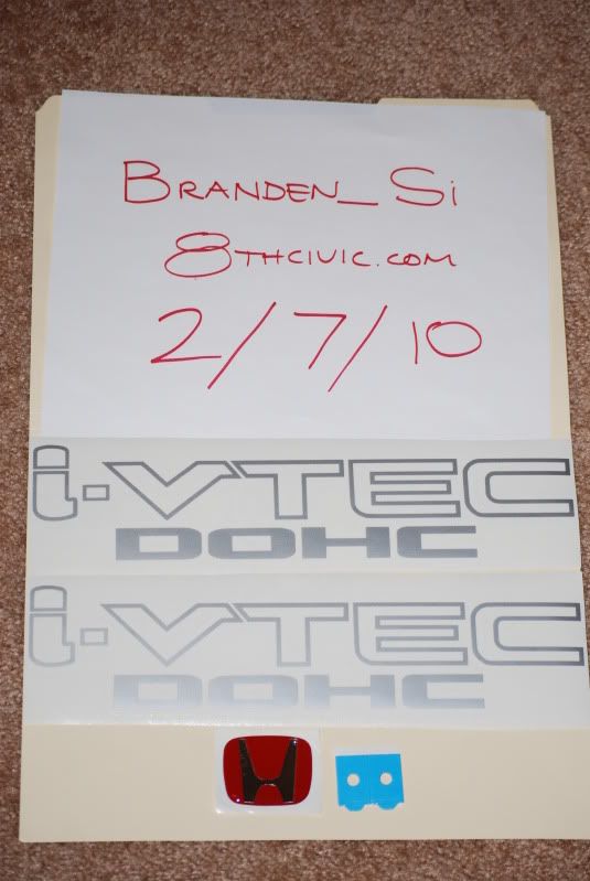 FS JDM Red Steering Wheel Emblem & DOHC IVTEC side panel stickers