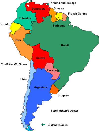 mapa de sur america cast