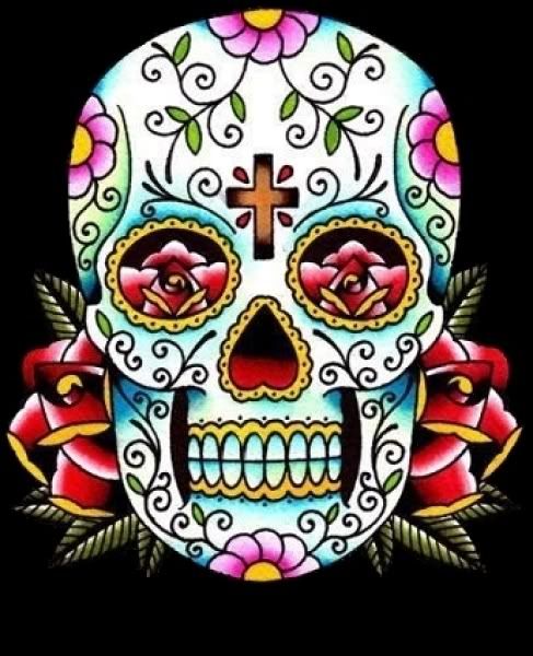 sugar skull tattoo black and white