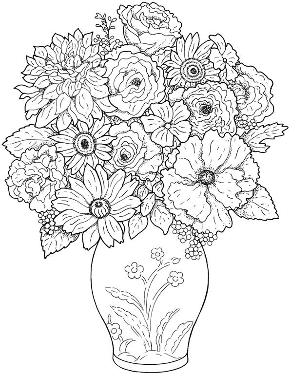 Flowers In A Vase Coloring Pages