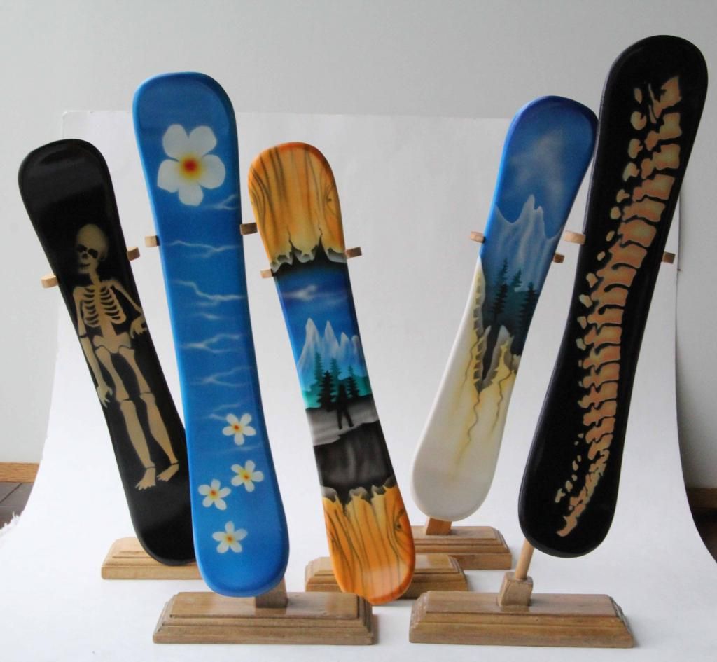 Miniature Snowboard Display Sz L Handcrafted Wooden Mini Statues