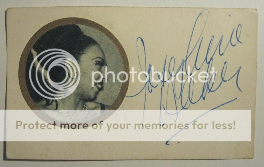 Vintage 1950's Josephine Baker Autograph Signed Card Afro American French Dancer  