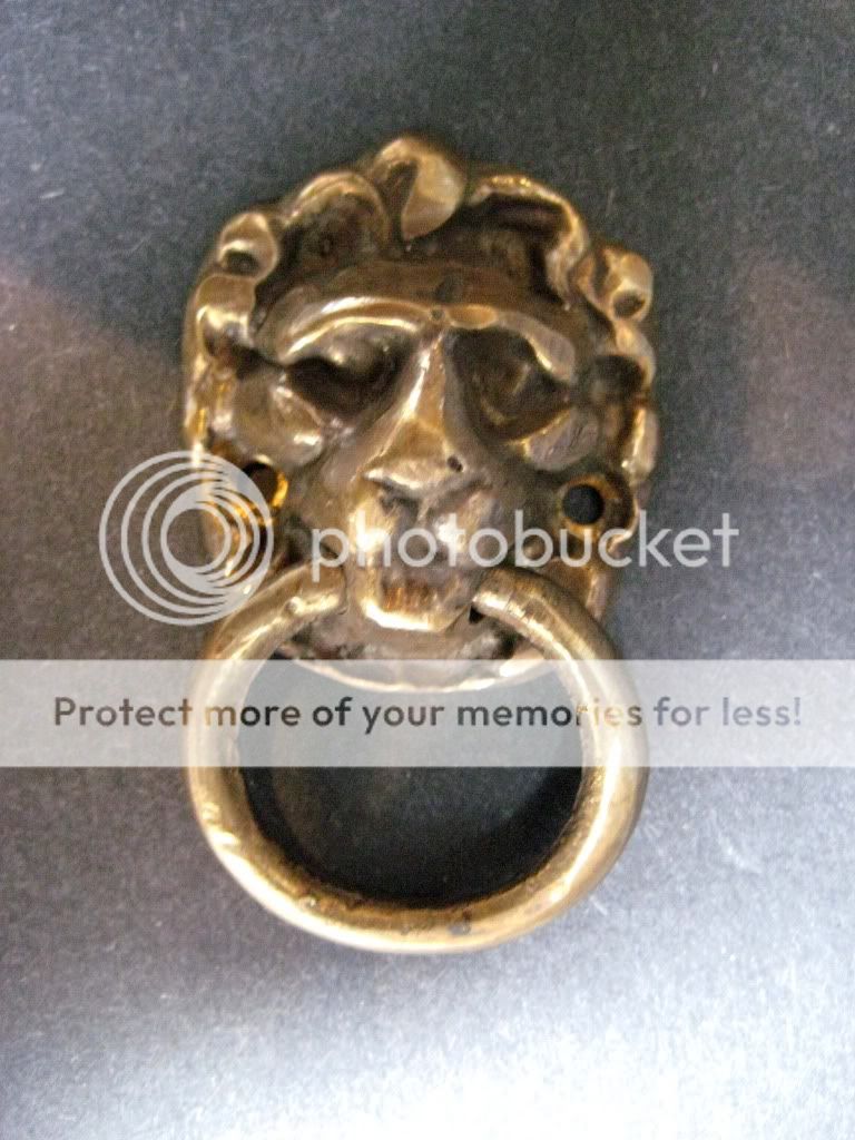 Brass Lion Head Cabinet Knob Drawer Pull Set of 6 Size L