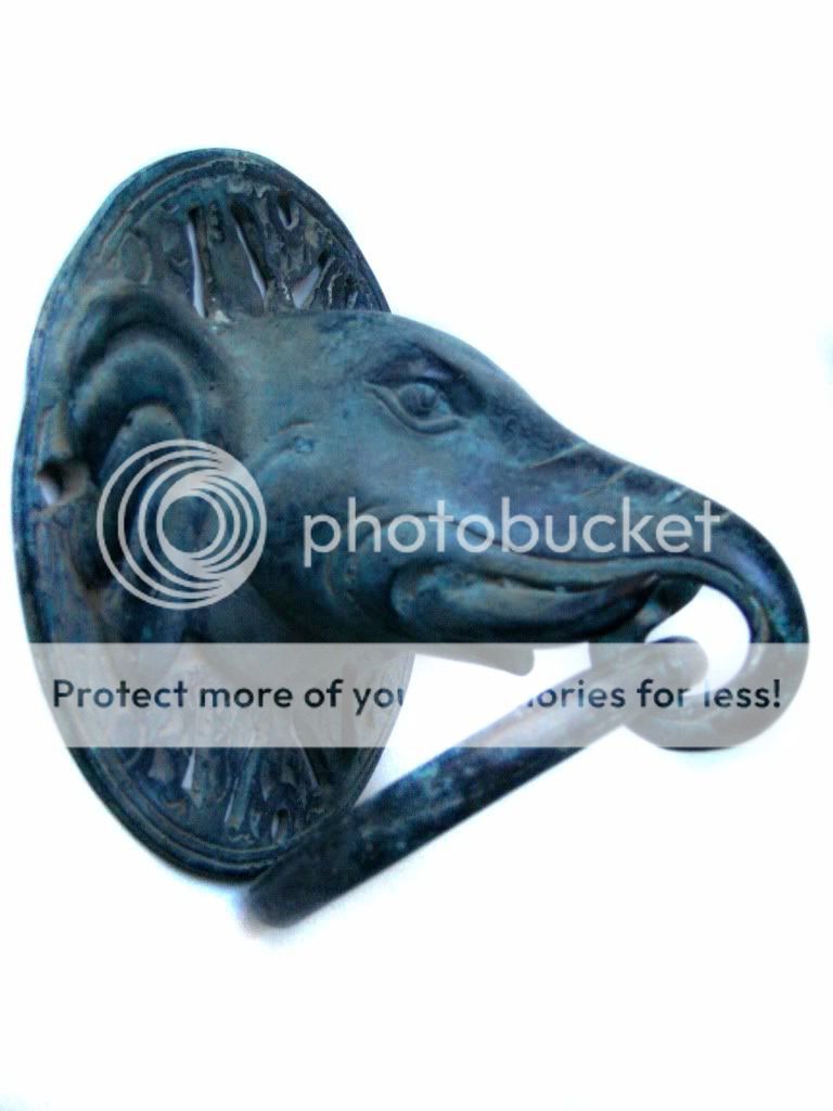 Rustic Verdigris Brass Doorknocker / Elephant Head Door Knocker   Size 